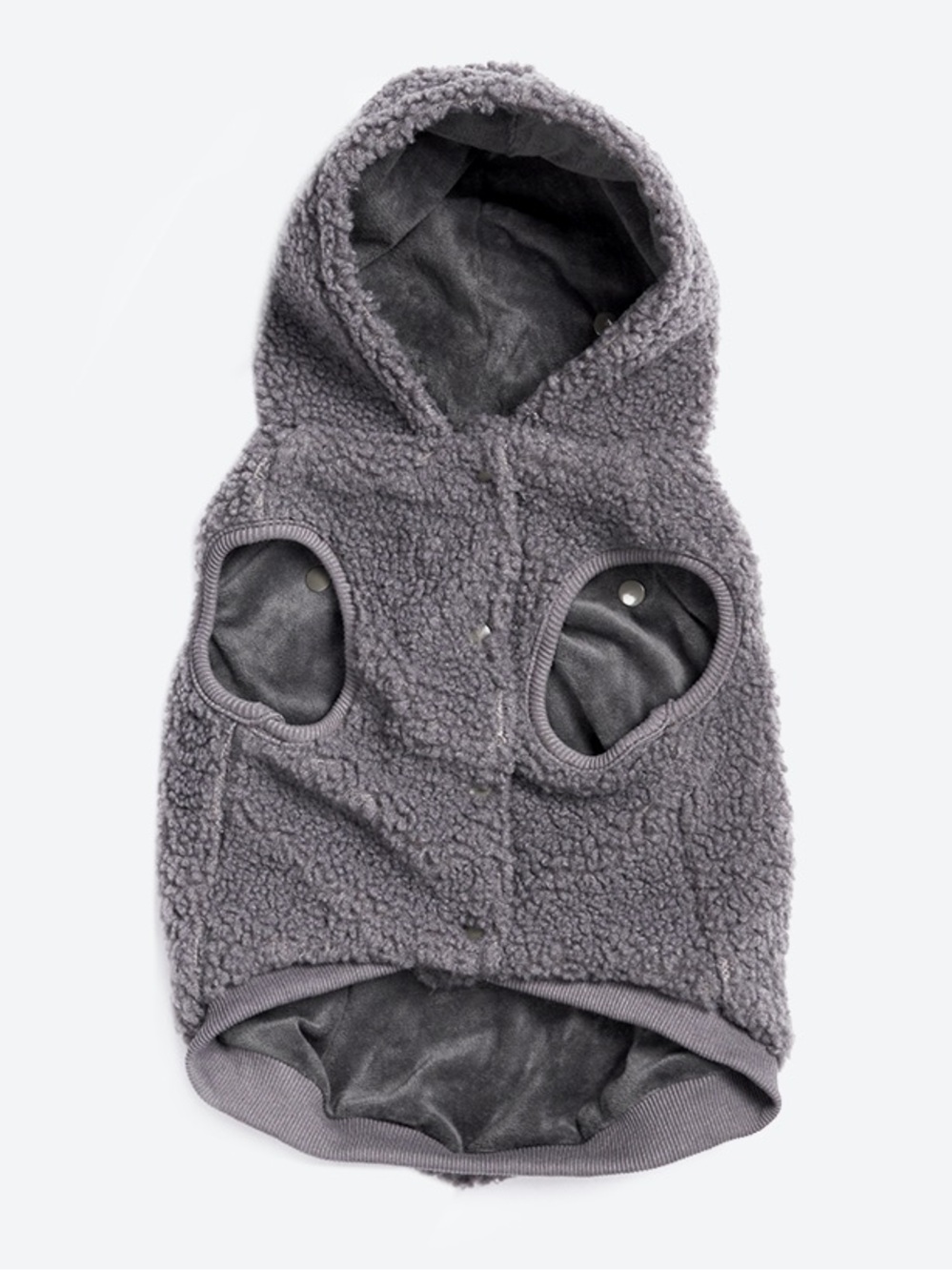 Spark Paws Cozy Gray Sherpa Dog Jacket Hoodie - Size 3XL - Soft Warm Pet Coat